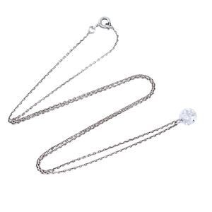 Estate Sterling Silver 925 Cubic Zirconia Solitaire Pendant Necklace 18"